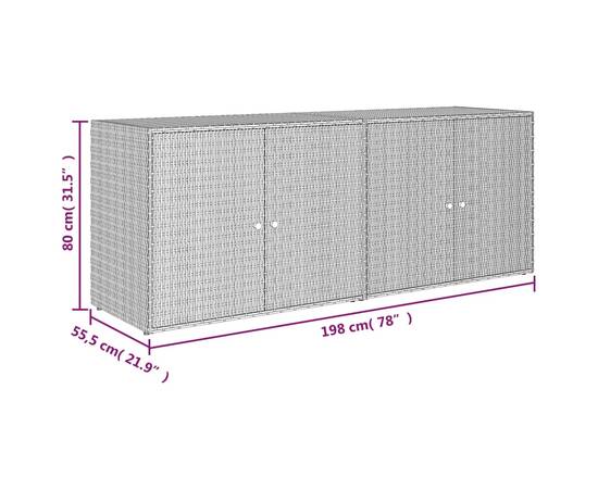 Dulap de depozitare de grădină, gri, 198x55,5x80 cm, poliratan, 8 image