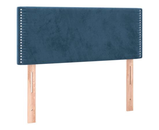 Pat box spring cu saltea, albastru închis, 100x200 cm, catifea, 6 image