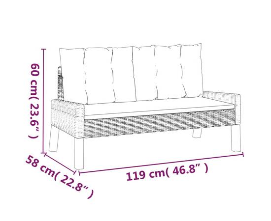 Set mobilier grădină cu perne 4 piese poliratan și lemn masiv, 9 image