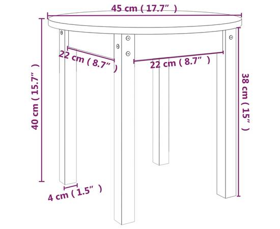 Măsuță de cafea, alb, Ø 45x40 cm, lemn masiv de pin, 8 image