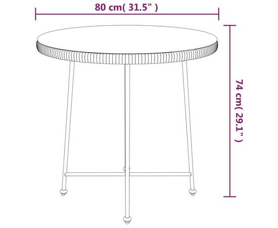 Masă de bucătărie, Ø80 cm , sticlă securizată și oțel, 6 image