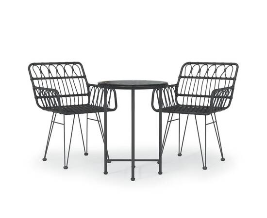 Set mobilier de grădină, 3 piese, negru, poliratan, 2 image