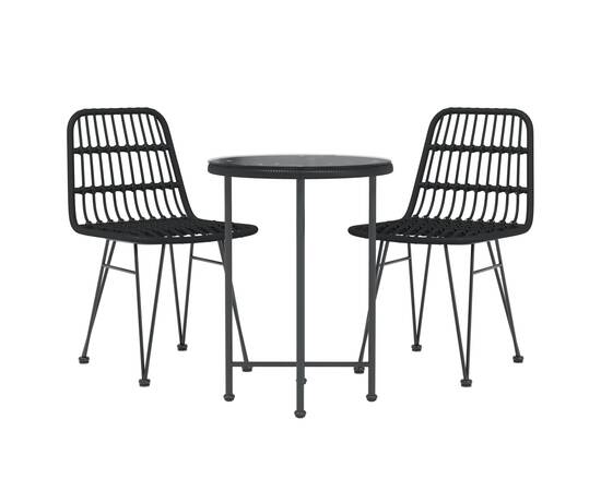 Set mobilier de grădină, 3 piese, negru, poliratan, 3 image