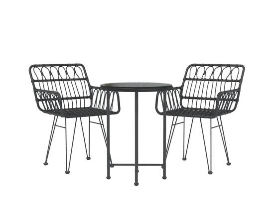 Set mobilier de grădină, 3 piese, negru, poliratan, 3 image