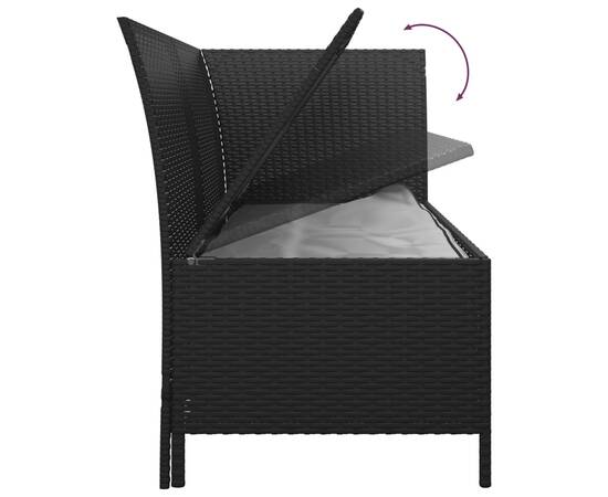 Set mobilier de grădină cu perne, 3 piese, negru, poliratan, 9 image