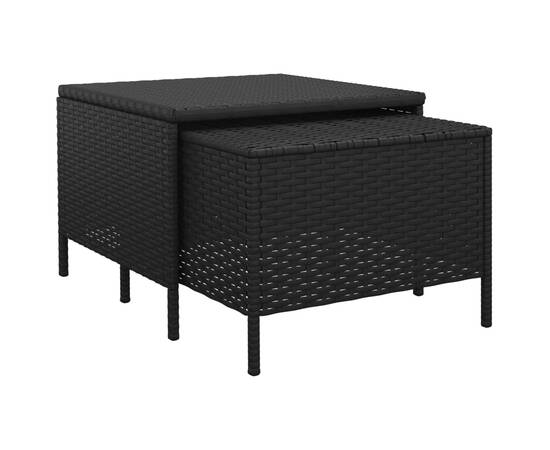 Set mobilier de grădină cu perne, 3 piese, negru, poliratan, 8 image