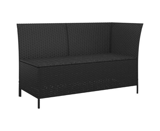 Set mobilier de grădină cu perne, 3 piese, negru, poliratan, 6 image