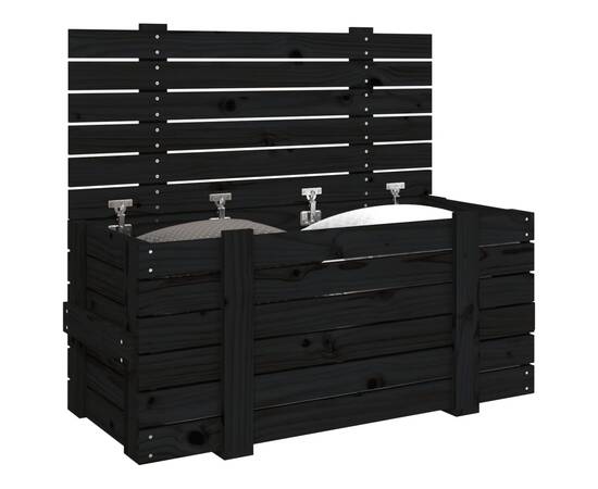 Cutie de depozitare, negru, 91x40,5x42 cm, lemn masiv de pin, 4 image