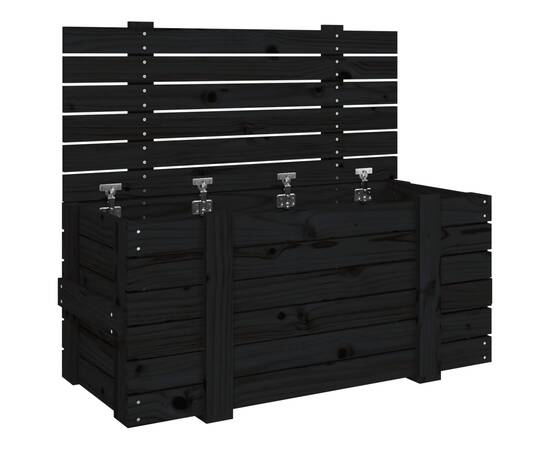 Cutie de depozitare, negru, 91x40,5x42 cm, lemn masiv de pin, 2 image