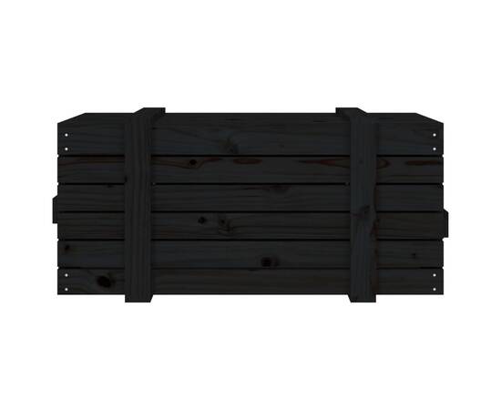 Cutie de depozitare, negru, 91x40,5x42 cm, lemn masiv de pin, 7 image