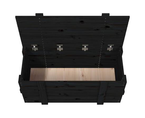 Cutie de depozitare, negru, 91x40,5x42 cm, lemn masiv de pin, 9 image