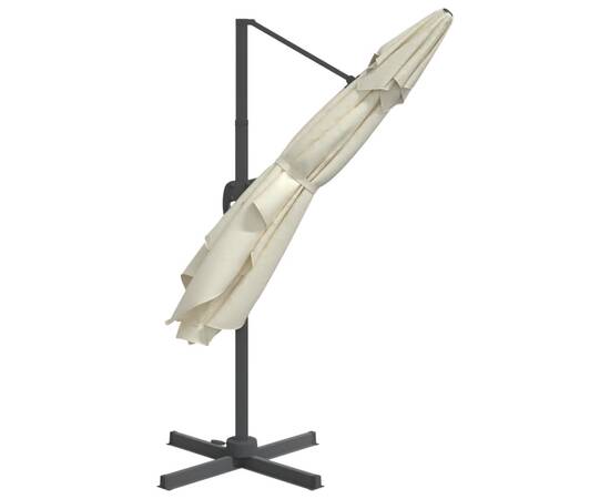 Umbrelă în consolă, stâlp din aluminiu, alb nisipiu, 300x300 cm, 5 image