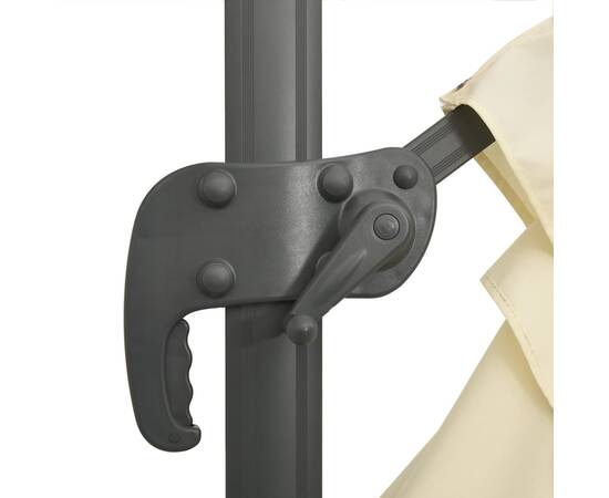 Umbrelă în consolă, stâlp din aluminiu, alb nisipiu, 300x300 cm, 9 image
