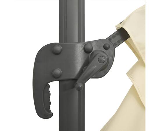 Umbrelă în consolă, stâlp din aluminiu, alb nisipiu, 400x300 cm, 9 image