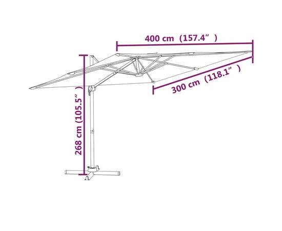 Umbrelă în consolă, stâlp din aluminiu, antracit, 400x300 cm, 10 image