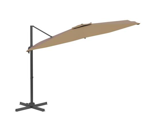 Umbrelă în consolă, stâlp din aluminiu, gri taupe, 300x300 cm, 3 image