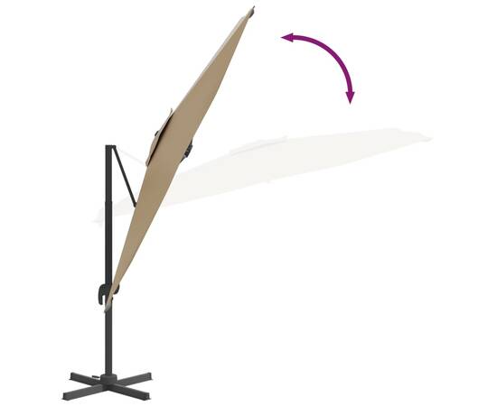 Umbrelă în consolă, stâlp din aluminiu, gri taupe, 300x300 cm, 8 image