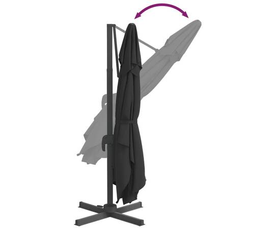 Umbrelă în consolă, stâlp din aluminiu, negru, 300x300 cm, 7 image