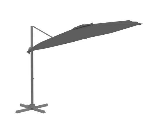 Umbrelă în consolă, stâlp din aluminiu, negru, 300x300 cm, 3 image