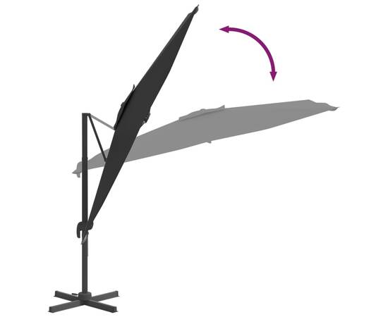 Umbrelă în consolă, stâlp din aluminiu, negru, 300x300 cm, 8 image