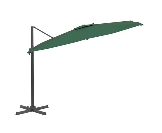 Umbrelă în consolă, stâlp din aluminiu, verde, 400x300 cm, 3 image
