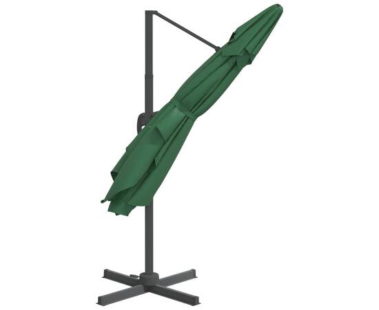 Umbrelă în consolă, stâlp din aluminiu, verde, 400x300 cm, 5 image