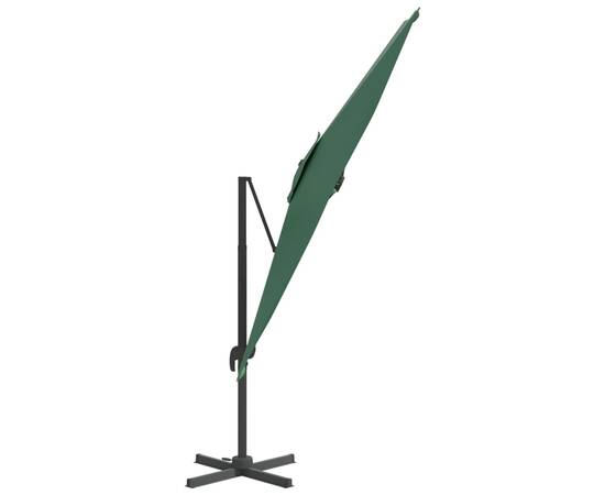 Umbrelă în consolă, stâlp din aluminiu, verde, 400x300 cm, 4 image