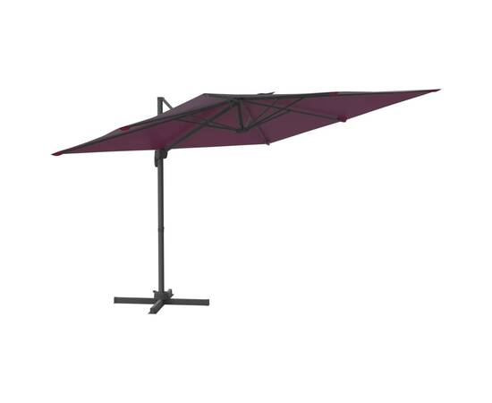 Umbrelă în consolă cu stâlp de aluminiu, roșu bordo, 400x300 cm, 2 image