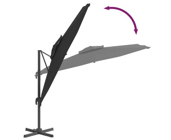 Umbrelă dublă în consolă, negru, 300x300 cm, 8 image