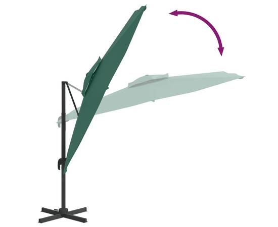 Umbrelă dublă în consolă, verde, 300x300 cm, 8 image