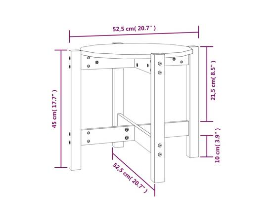 Măsuță de cafea, Ø 52,5x45 cm, lemn masiv de pin, 8 image