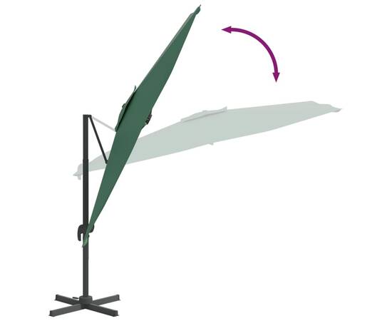 Umbrelă tip consolă, stâlp din aluminiu, verde, 300x300 cm, 8 image
