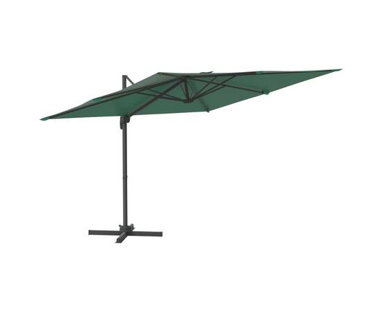 Umbrelă tip consolă, stâlp din aluminiu, verde, 300x300 cm, 2 image
