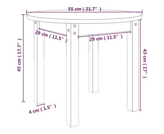 Măsuță de cafea, Ø 55x45 cm, lemn masiv de pin, 8 image