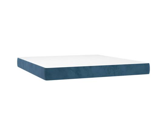 Pat box spring cu saltea, albastru închis, 180x200 cm, catifea, 5 image