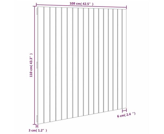 Tăblie de pat pentru perete, 108x3x110 cm, lemn masiv de pin, 8 image