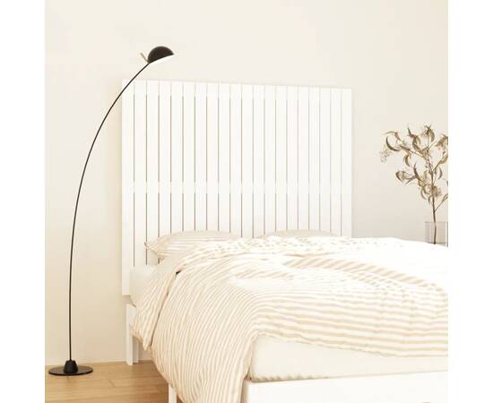 Tăblie de pat pentru perete, alb, 127,5x3x110 cm lemn masiv pin