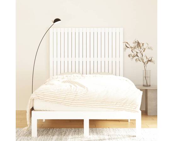 Tăblie de pat pentru perete, alb, 127,5x3x110 cm lemn masiv pin, 3 image