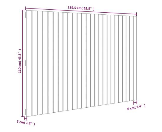 Tăblie de pat pentru perete, alb, 159,5x3x110 cm lemn masiv pin, 8 image