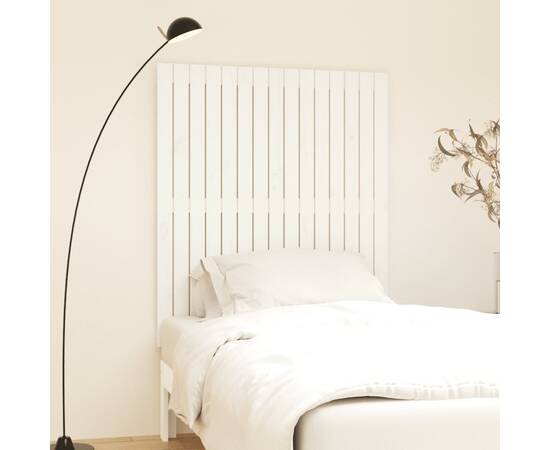 Tăblie de pat pentru perete, alb, 95,5x3x110 cm, lemn masiv pin