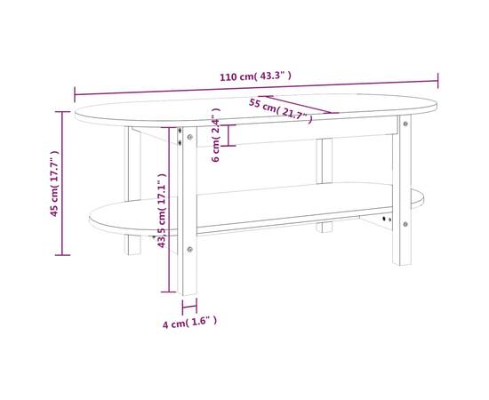 Măsuță de cafea, 110x55x45 cm, lemn masiv de pin, 8 image
