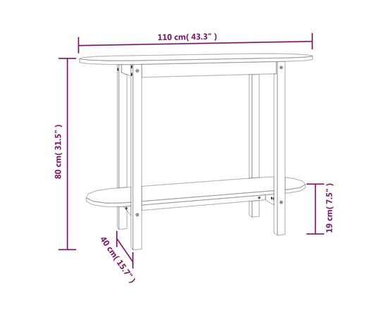 Masă consolă, maro miere, 110x40x80 cm, lemn masiv pin, 8 image