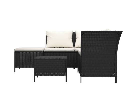 Set mobilier relaxare grădină 4 piese cu perne poliratan negru, 4 image