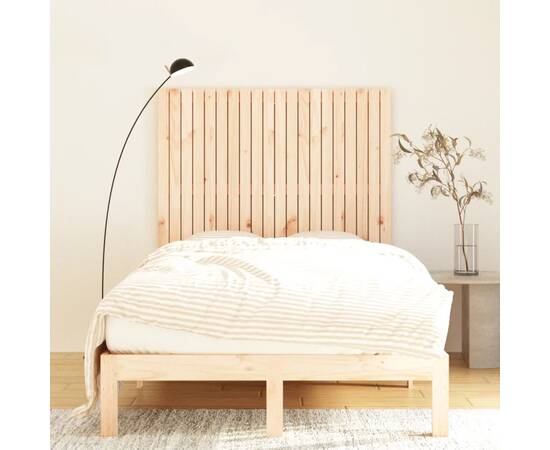 Tăblie de pat pentru perete, 127,5x3x110 cm, lemn masiv de pin, 3 image