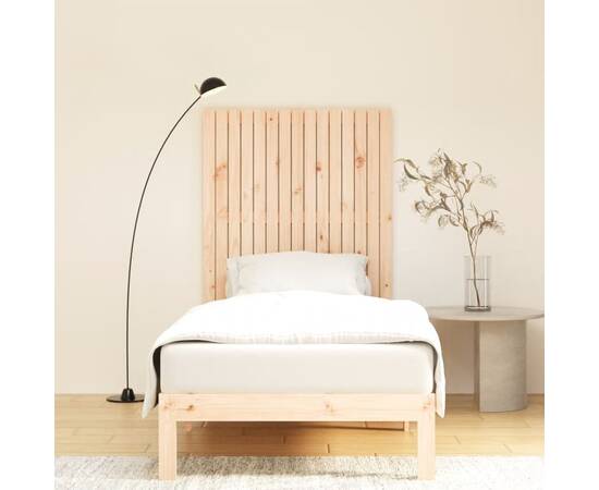Tăblie de pat pentru perete, 95,5x3x110 cm, lemn masiv de pin, 3 image