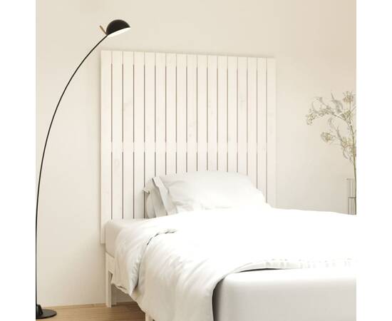 Tăblie de pat pentru perete, alb, 108x3x110 cm, lemn masiv pin