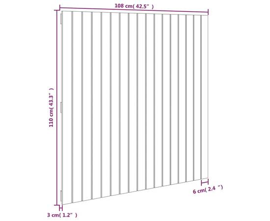 Tăblie de pat pentru perete, alb, 108x3x110 cm, lemn masiv pin, 8 image