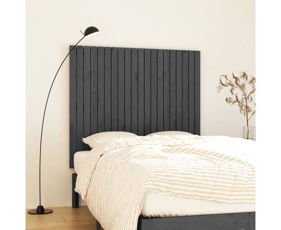 Tăblie de pat pentru perete, gri, 127,5x3x110 cm lemn masiv pin