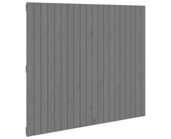 Tăblie de pat pentru perete, gri, 127,5x3x110 cm lemn masiv pin, 2 image