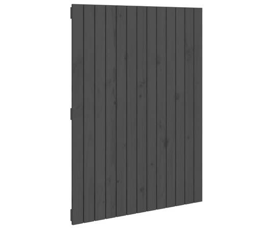 Tăblie de pat pentru perete, gri, 82,5x3x110 cm, lemn masiv pin, 2 image